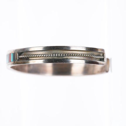 6.4" Charlene Dishta Zuni sterling silver inlay sterling silver cuff bracelet