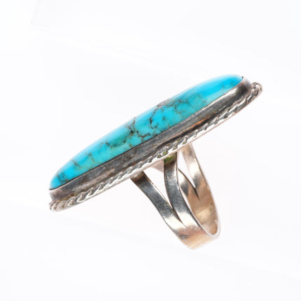 sz4.75 long vintage Tom Sam Navajo sterling silver Kingman turquoise ring