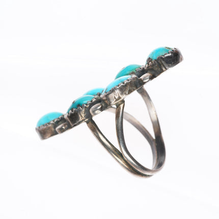 sz7.5 vintage Navajo sterling silver turquoise cluster long ring