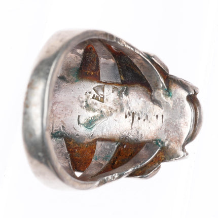 sz7 vintage Native American sterling silver turquoise inlay ring