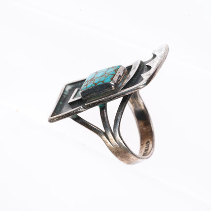 sz7.5 vintage Navajo sterling silver high grade red spiderweb turquoise ring
