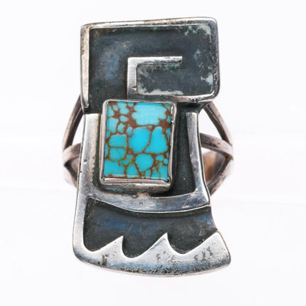 sz7.5 vintage Navajo sterling silver high grade red spiderweb turquoise ring