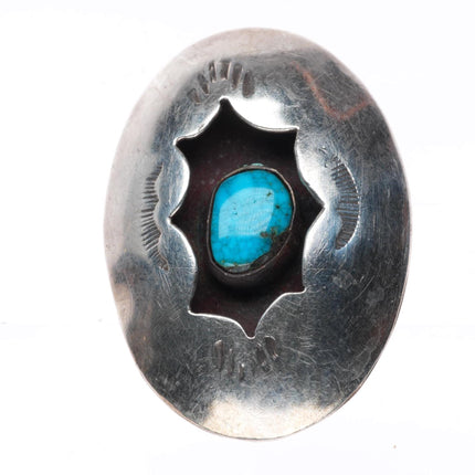 sz6 vintage Navajo sterling silver shadowbox waterweb turquoise ring