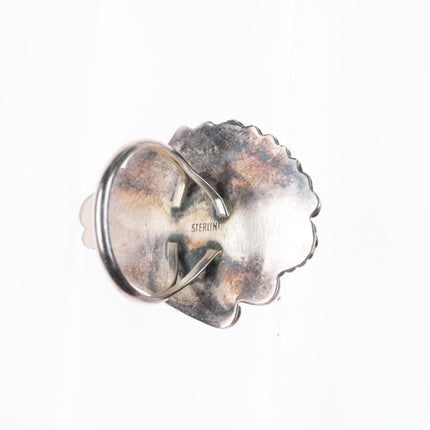 sz8 vintage Navajo sterling silver pink mother of pearl shell ring