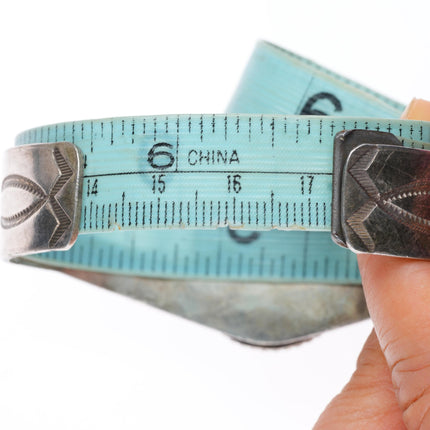 6.8" 1940's Navajo Pilot Mountain turquoise sterling silver cuff bracelet