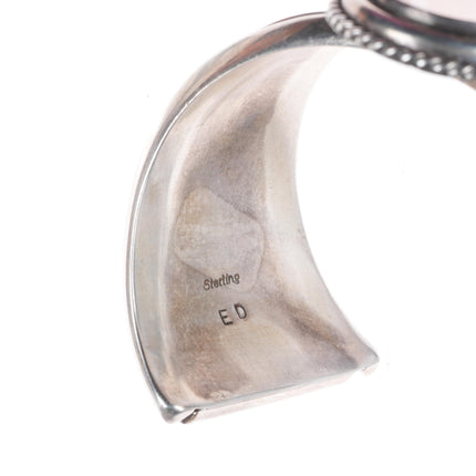6.5" ED Navajo Rose quartz sterling silver modernist cuff bracelet