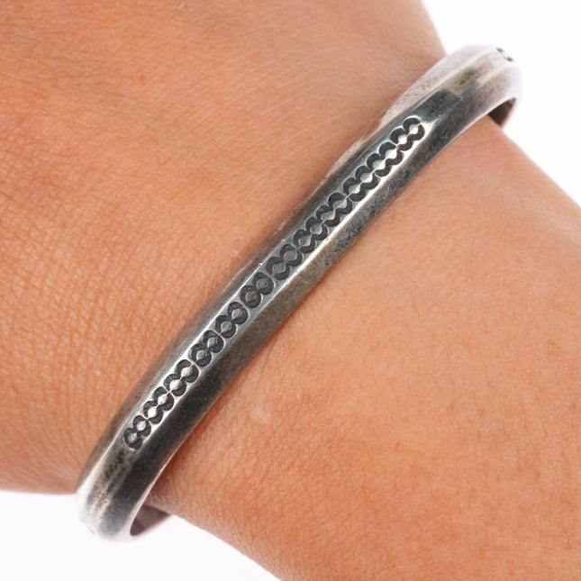 6.5" U.S. Navajo 70 c1940 deep stamped historic sterling silver cuff bracelet