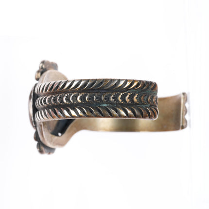 6.2" Eugene Hale Navajo deep stamped sterling silver cuff bracelet w/ turquoise