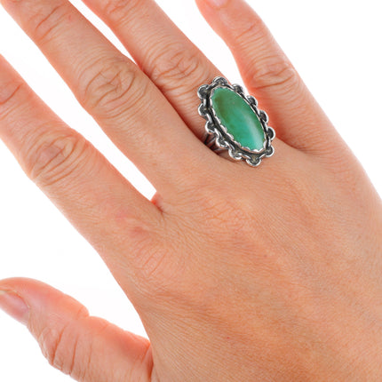 sz6 vintage  Navajo Fred Harvey style sterling silver green turquoise ring