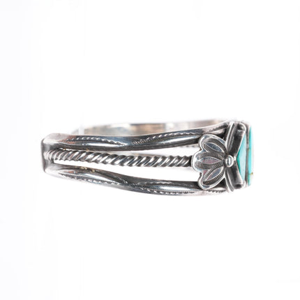 6.2" 1930's Navajo carinated sterling silver 3 stone turquoise cuff bracelet