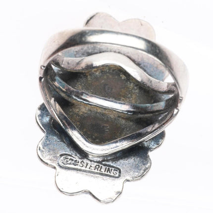 sz6 vintage  Navajo Fred Harvey style sterling silver green turquoise ring