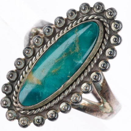sz7 vintage Bell trading post high grade Blue Gem turquoise sterling silver ring