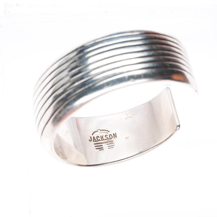 6.5" Gene & Martha Jackson Navajo sterling silver ribbed modernist cuff bracelet