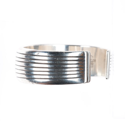 6.5" Gene & Martha Jackson Navajo sterling silver ribbed modernist cuff bracelet