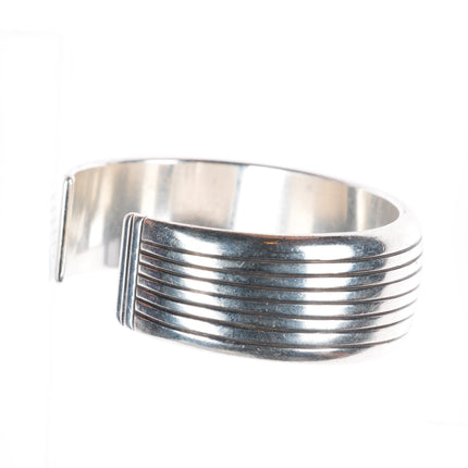 6.5" Gene & Martha Jackson Navajo sterling silver ribbed modernist cuff bracelet