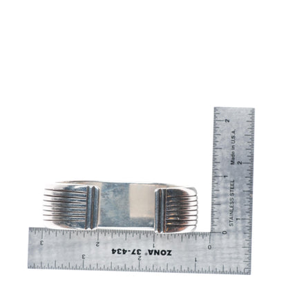 6.5" Gene & Martha Jackson Navajo sterling silver ribbed modernist cuff bracelet
