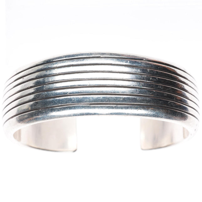6.5" Gene & Martha Jackson Navajo sterling silver ribbed modernist cuff bracelet