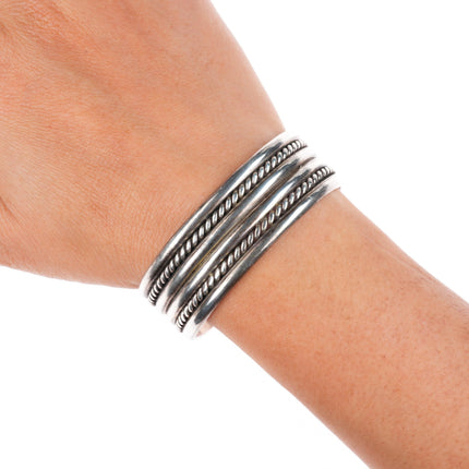 6.4" Vintage TRC Santo Domingo Pueblo sterling silver Kewa cuff bracelet