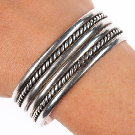 6.4" Vintage TRC Santo Domingo Pueblo sterling silver Kewa cuff bracelet