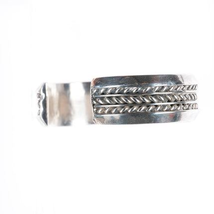 6.3" Douglas Etsitty Navajo sterling silver braded sturdy stacker cuff bracelet