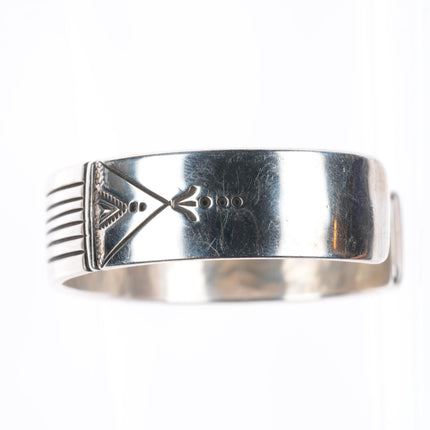 6.4" Charlie John Navajo sterling silver stamped/chiseled cuff bracelet