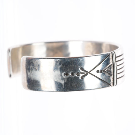 6.4" Charlie John Navajo sterling silver stamped/chiseled cuff bracelet