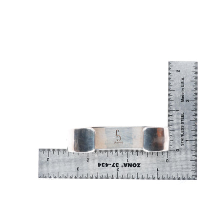6.4" Charlie John Navajo sterling silver stamped/chiseled cuff bracelet