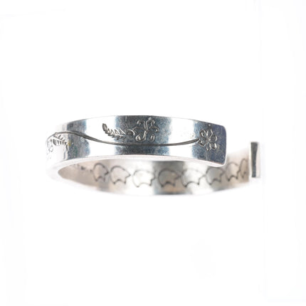 6.3" Ernest Tsosie Navajo slim stacker stamped sterling silver cuff bracelet