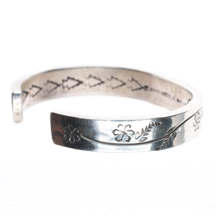 6.3" Ernest Tsosie Navajo slim stacker stamped sterling silver cuff bracelet