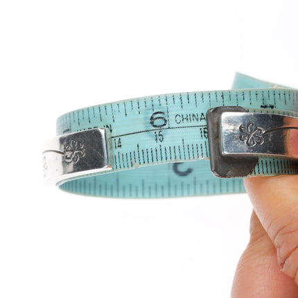6.3" Ernest Tsosie Navajo slim stacker stamped sterling silver cuff bracelet