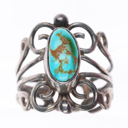 sz6.5 vintage Pueblo sterling silver Royston turquoise scrollwork ring