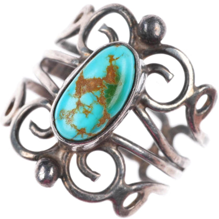sz6.5 vintage Pueblo sterling silver Royston turquoise scrollwork ring