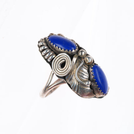 sz6.5 Max Calabaza Navajo sterling silver lapis 2 stone ring
