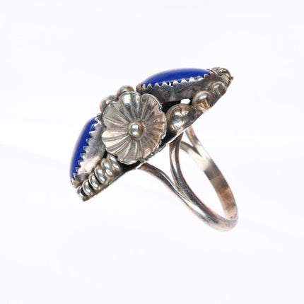 sz6.5 Max Calabaza Navajo sterling silver lapis 2 stone ring