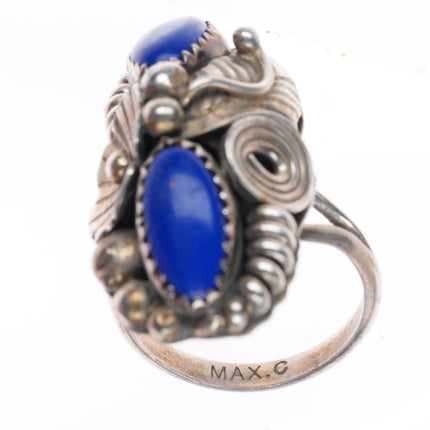 sz6.5 Max Calabaza Navajo sterling silver lapis 2 stone ring