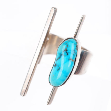 sz7 vintage southwestern modernist adjustable sterling silver turquoise ring