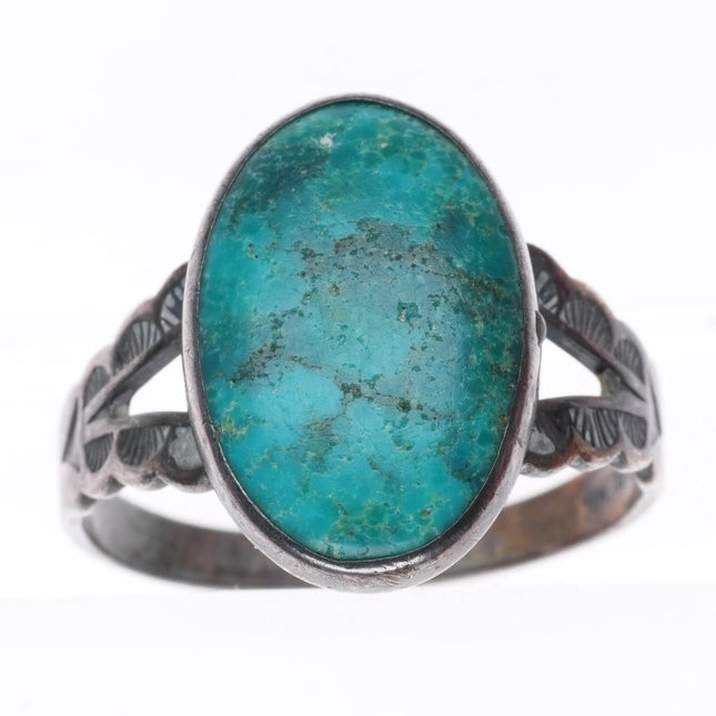 sz6 c1940's vintage Fred Harvey Type Navajo sterling silver turquoise ring