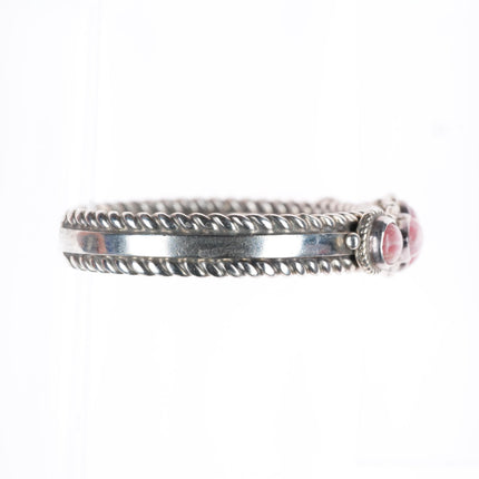 6.5" Thomas Francisco Navajo pink Rhodochrosite sterling silver cuff bracelet