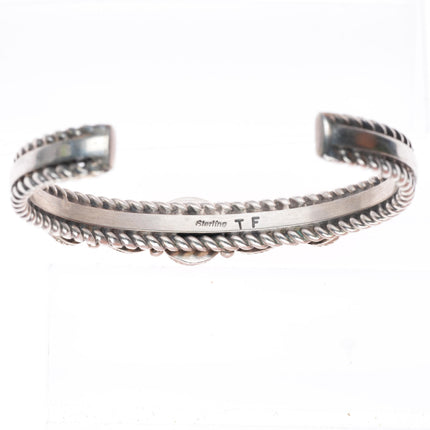 6.5" Thomas Francisco Navajo pink Rhodochrosite sterling silver cuff bracelet
