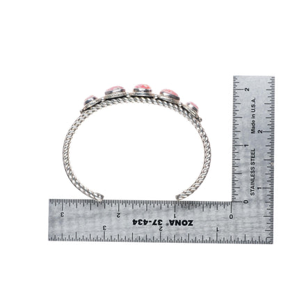 6.5" Thomas Francisco Navajo pink Rhodochrosite sterling silver cuff bracelet