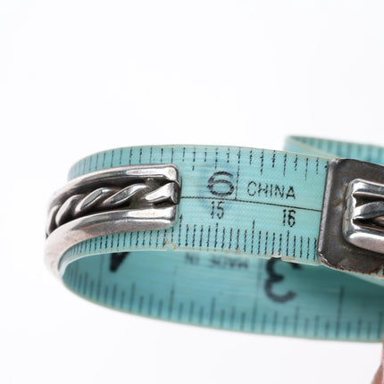 6.5" vintage c1940-50's Navajo sterling silver turquoise row cuff bracelet