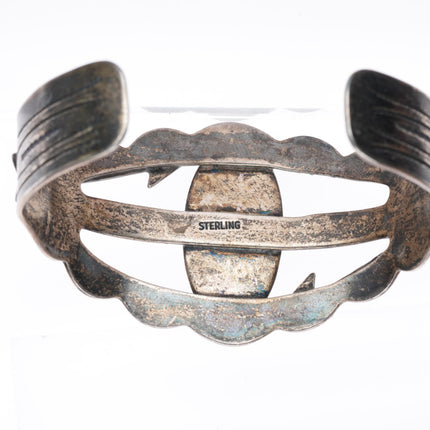 6.9" vintage Navajo c1950's Fred Harvey sterling silver turquoise cuff bracelet