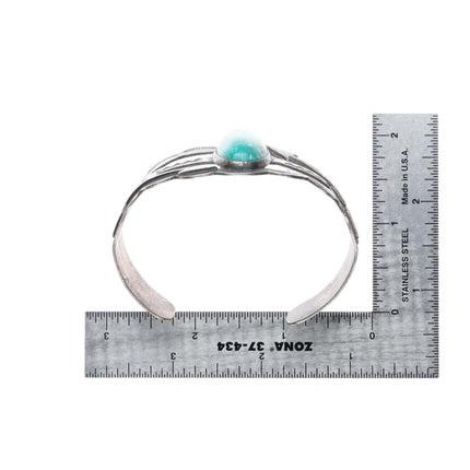 6.9" vintage Navajo c1950's Fred Harvey sterling silver turquoise cuff bracelet