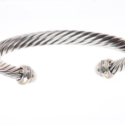 6.8" 7mm David Yurman classic cable bracelet 14k gold, sterling silver, pearls