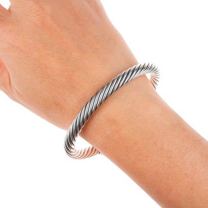 6.8" 7mm David Yurman classic cable bracelet 14k gold, sterling silver, pearls