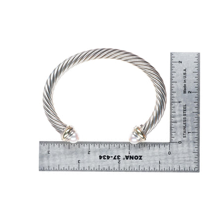 6.8" 7mm David Yurman classic cable bracelet 14k gold, sterling silver, pearls