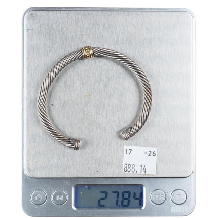 6.5" 5mm David Yurman classic cable bracelet 14k gold, sterling silver