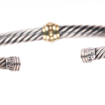 6.5" 5mm David Yurman classic cable bracelet 14k gold, sterling silver