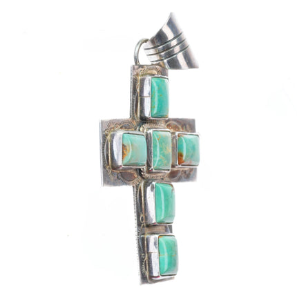 Vintage Navajo sterling silver turquoise cross pendant Running Bear Shop