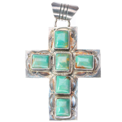 Vintage Navajo sterling silver turquoise cross pendant Running Bear Shop